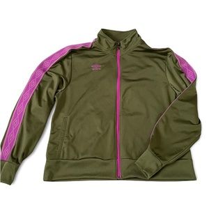 Umbro Women’s Jacket Full Zipper Track Jacket Olive Green/purple